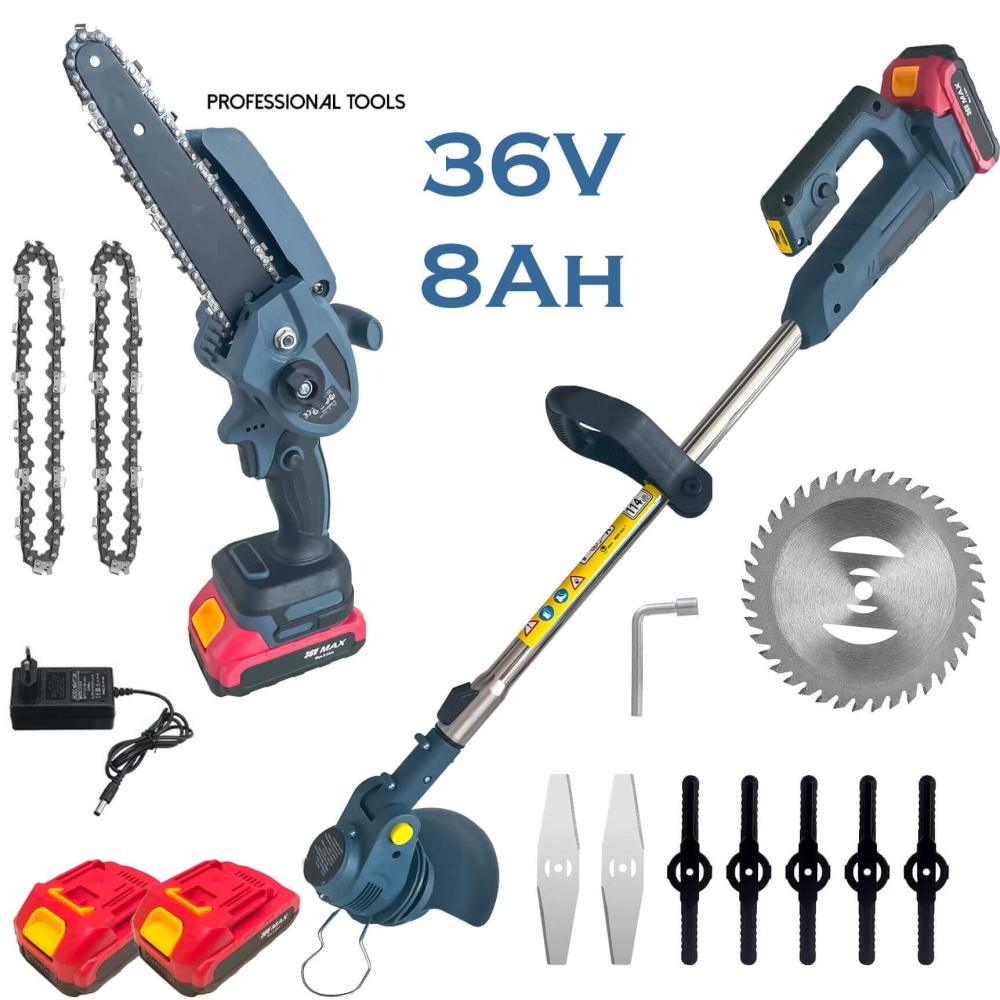 Акумулаторен Тример + Акумулаторна Резачка за Клони 36V 8Ah