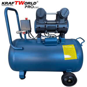 Тих Безмаслен Компресор за Въздух 50L, 1100W, 0.8MPa KRAFT WORLD PRO