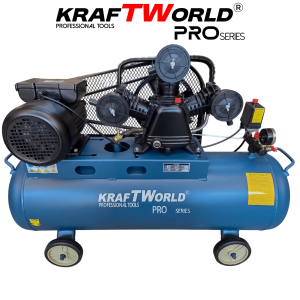 Трибутален Въздушен Компресор 100L, 4HP, 8 bar KRAFT WORLD PRO
