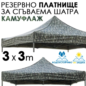 Водоустойчиво и UV Защитено Платнище за Шатра 3×3 – Камуфлажно