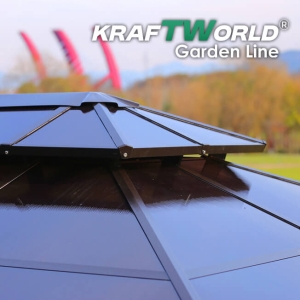 Луксозна Шатра KraftWorld Tenerife – 3×4 м с Твърд Покрив,Мрежа и Завеси