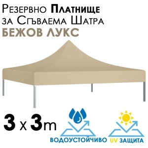 Водоустойчиво и UV Защитено Платнище за Шатра 3×3 – Препиум Бежово