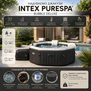 Надуваемo Джакузи Intex 28458 PureSpa Bubble Deluxe 180х71см / 795 л