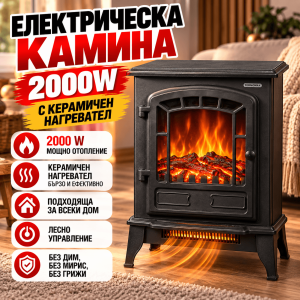 Електрическа Камина Termomax TF257, 2000W с Керамичен Нагревател