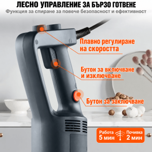 Професионален Потопяем Пасатор 750 W с Регулируема Скорост и Накрайник 30,4 см