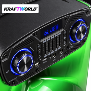 Преносима Парти Тонколона 15″ 2000 W с LED Осветление и 2 Безжични Микрофона