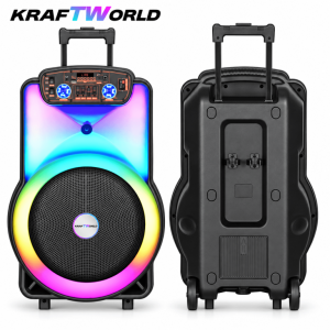 Преносима Караоке Тонколона 12″ 2000 W с LED Осветление и 2 Безжични Микрофона